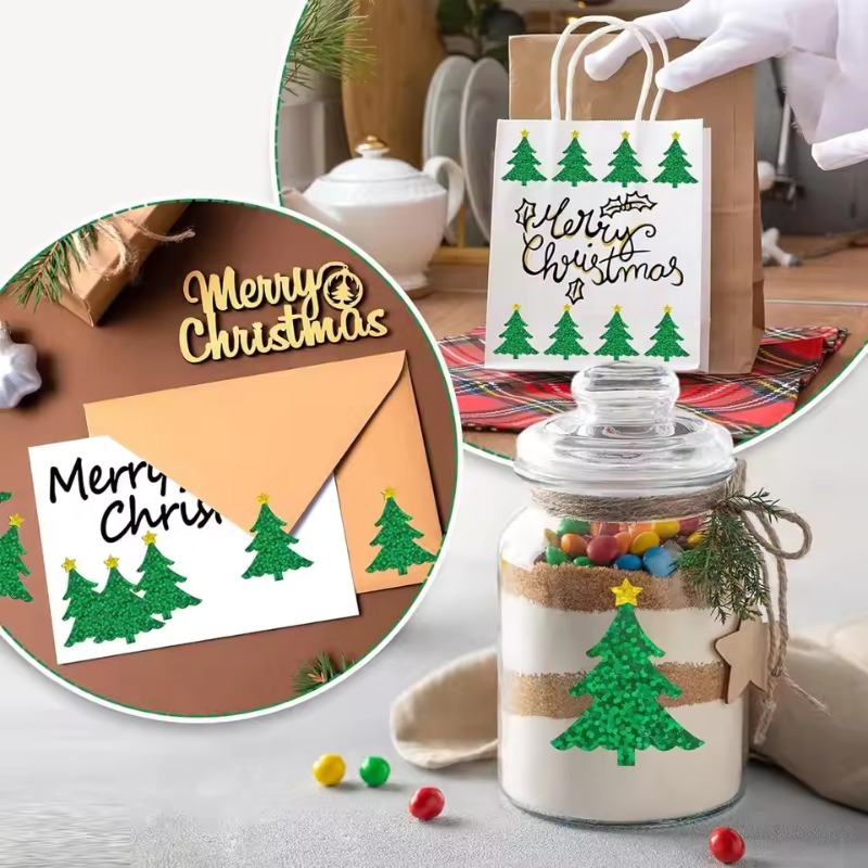 Ideal Stationery & Office Supply - Рождественские блестящие наклейки на елку (набор
