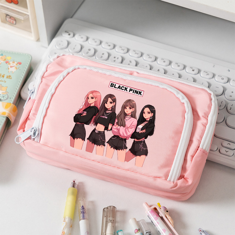 Stationery Warehouse - Пенал BlackPink большой вместимости из холщовой