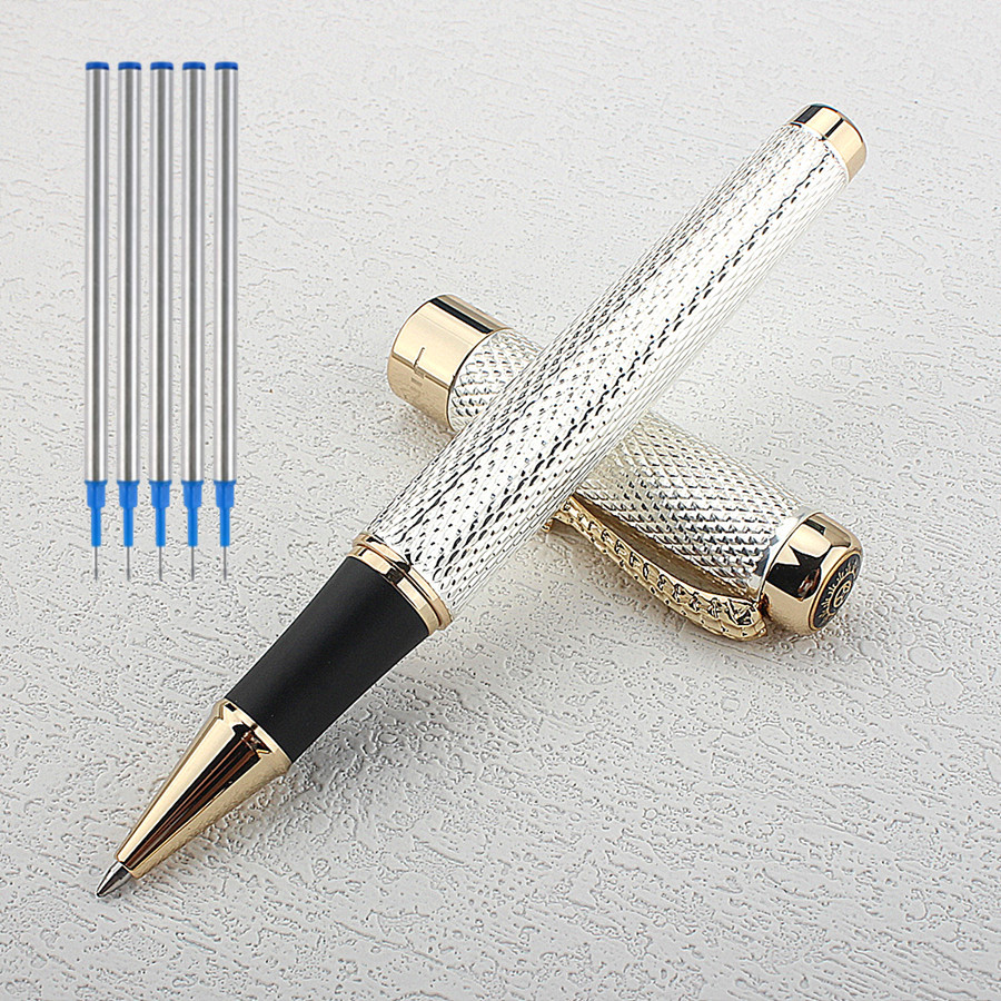 Office Stationery Supply Business - Ручка-роллер Jinhao 1200, золотая/серебряная, металлическая, с