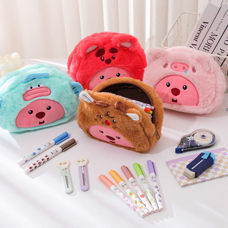 Pencil Case Large - Плюшевая сумка-пенал с мультяшным дизайном для